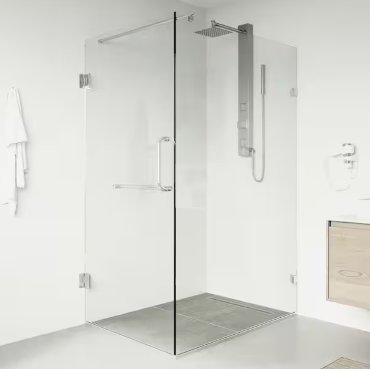 Vigo - Pacifica 46 in. L x 34 in. W x 73 in. H Frameless Pivot Rectangle Shower Enclosure in Chrome