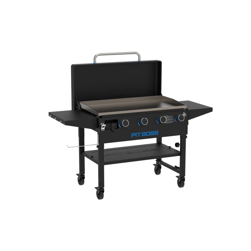 Pit Boss 4-Burner Deluxe Griddle With Side Shelves (gril de luxe à 4 brûleurs avec tablettes latérales)