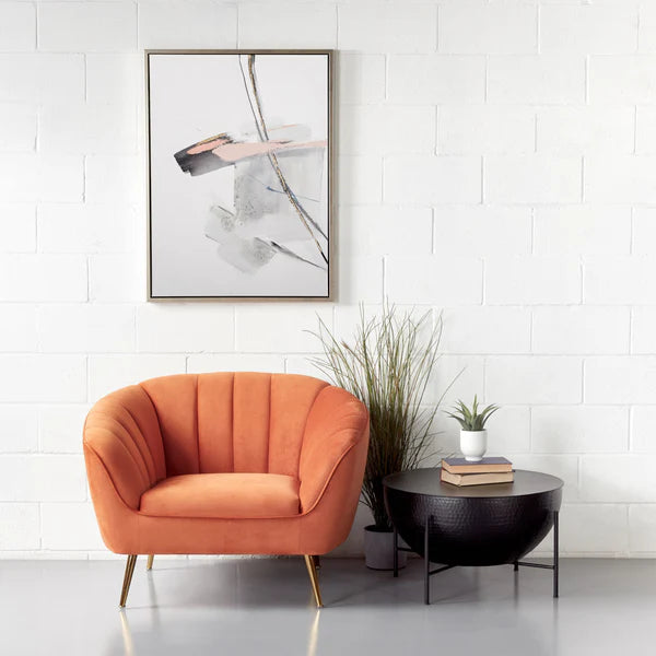 Audrey - Chaise en velours orange brûlé