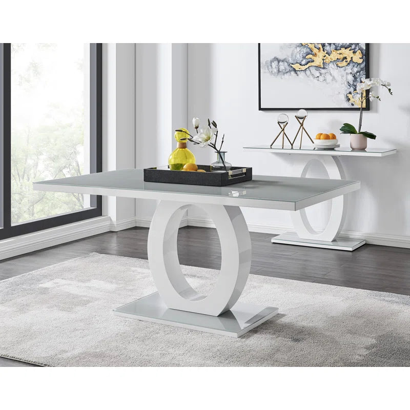 GIOVANI – Table à manger moderne de luxe avec finition brillante effet halo