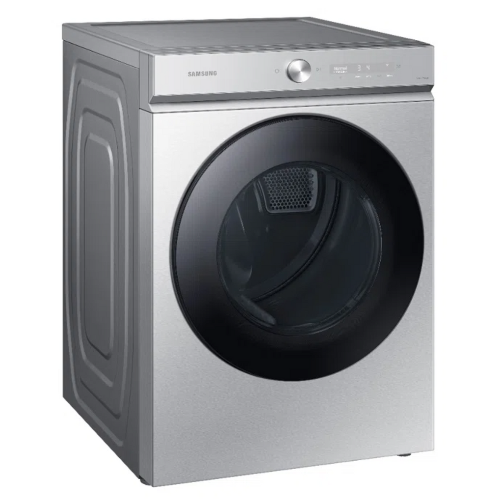 Silver Steel Samsung Bespoke 7.6 cu. ft. Ultra Capacity Dryer with Super Speed Dry and AI Smart Dial