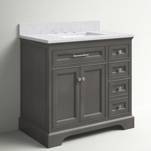 36'' Single Bathroom Vanity with Engineered Stone Vanity Top