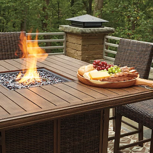 7 Piece Outdoor Bar Stool & Fire Table Set
