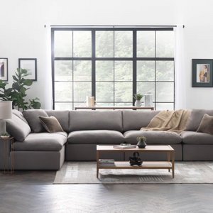 174" Grey Sofa With Six Pieces