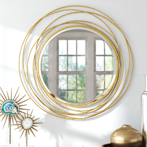 Metallic Gold Moberly Round Metal Wall Mirror