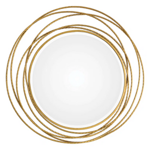 Metallic Gold Moberly Round Metal Wall Mirror
