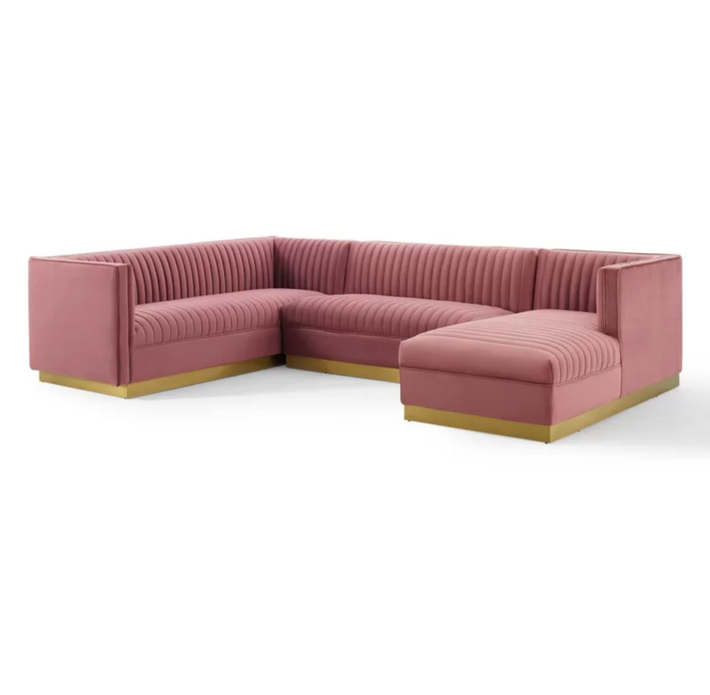 3 - Pink Piece Upholstered Sectional