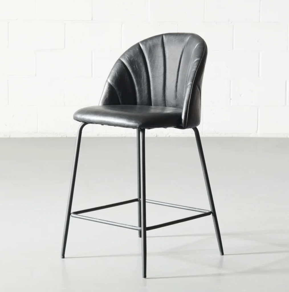 Black Leather Counter Stool