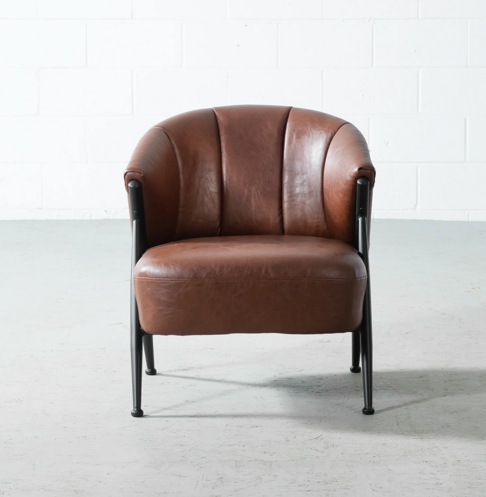 Brown Vintage Vegan Leather Lounge Chair