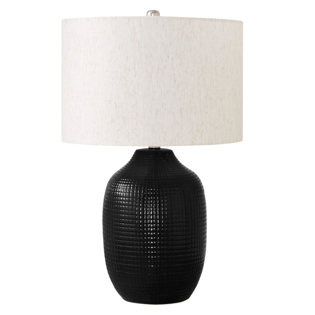 26"H Table Lamp Black Ceramic - Ivory Shade