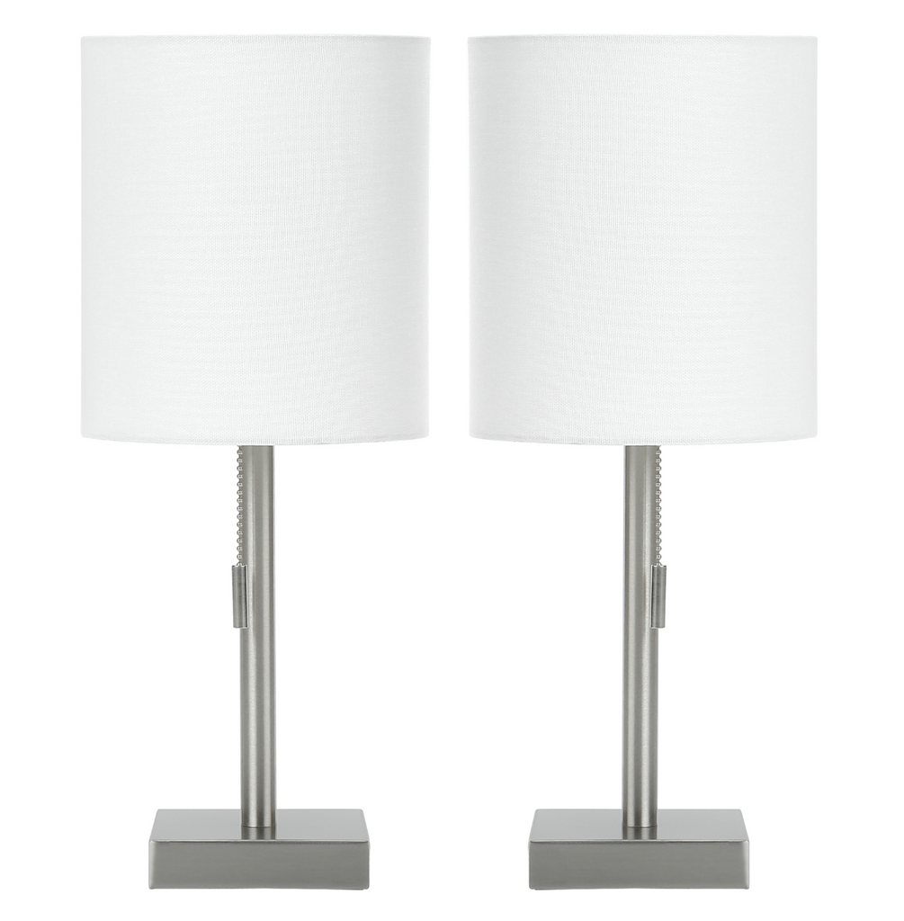 Set of 2 17"H Table Lamp Nickel Metal - Ivory Shade - USB