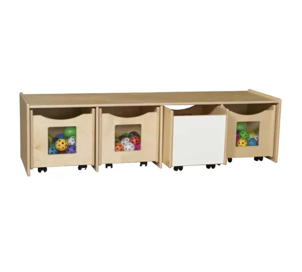 4 Compartment Manufactured Wood Toy Storage Bench