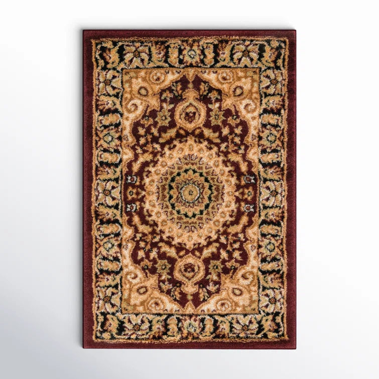 Shiflett Oriental Burgundy/Mustard/Black Area Rug