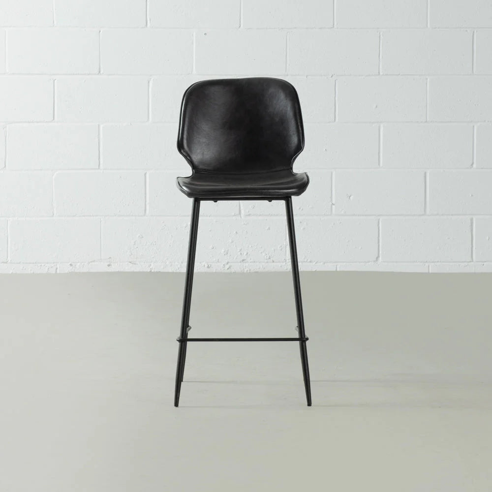 Monroe - Black Leather Bar Stool