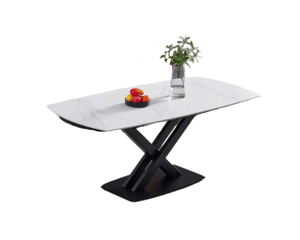 TANYA - Table à manger extensible avec plateau en porcelaine 72" - Blanc