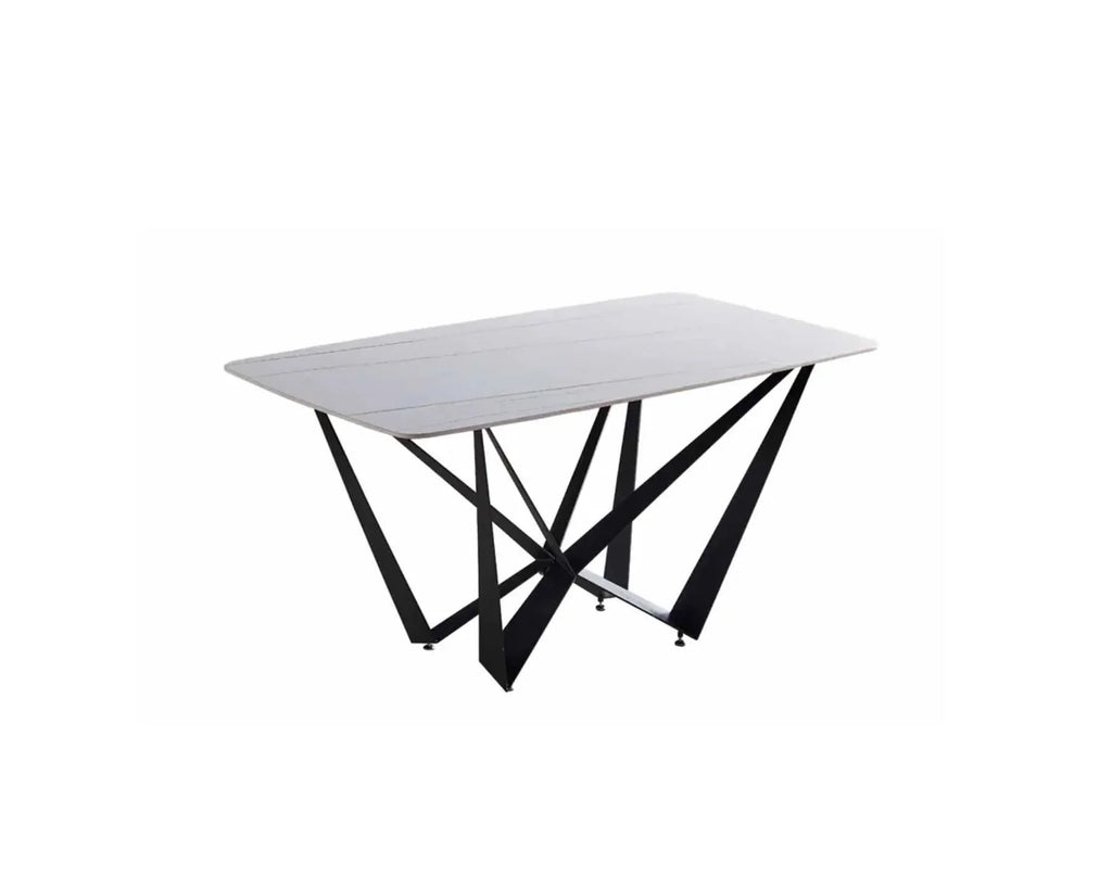 ELIOTT - Table à manger avec plateau en porcelaine 71" - Gris