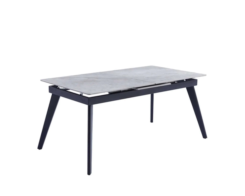 NOVAK - Table à manger extensible avec plateau en porcelaine 71" - Gris