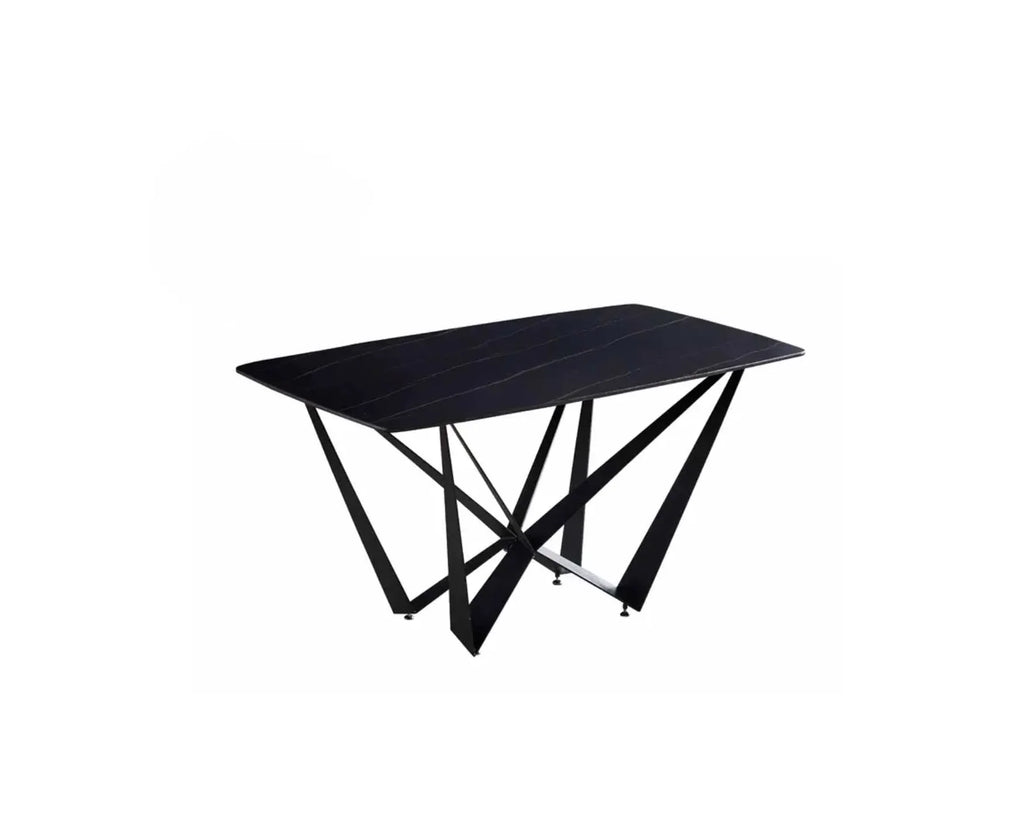 ELIOTT - Table à manger avec plateau en porcelaine 71" - Noir