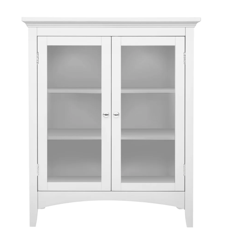 Teamson Home - Madison - Freestanding Two-Door Floor Cabinet with Tempered Glass Panels - White
