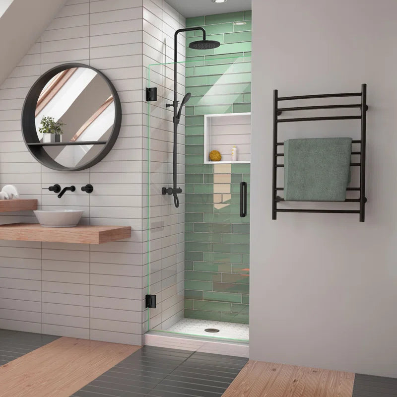 Black Unidoor Frameless Hinged Shower Door