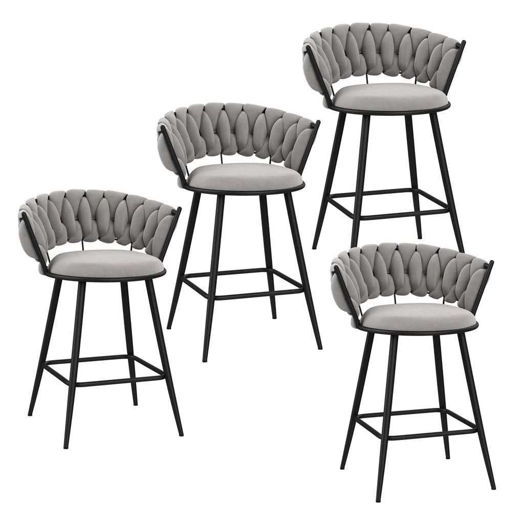 Upholstered Counter Stool With Metal Frame (Set of 4)
