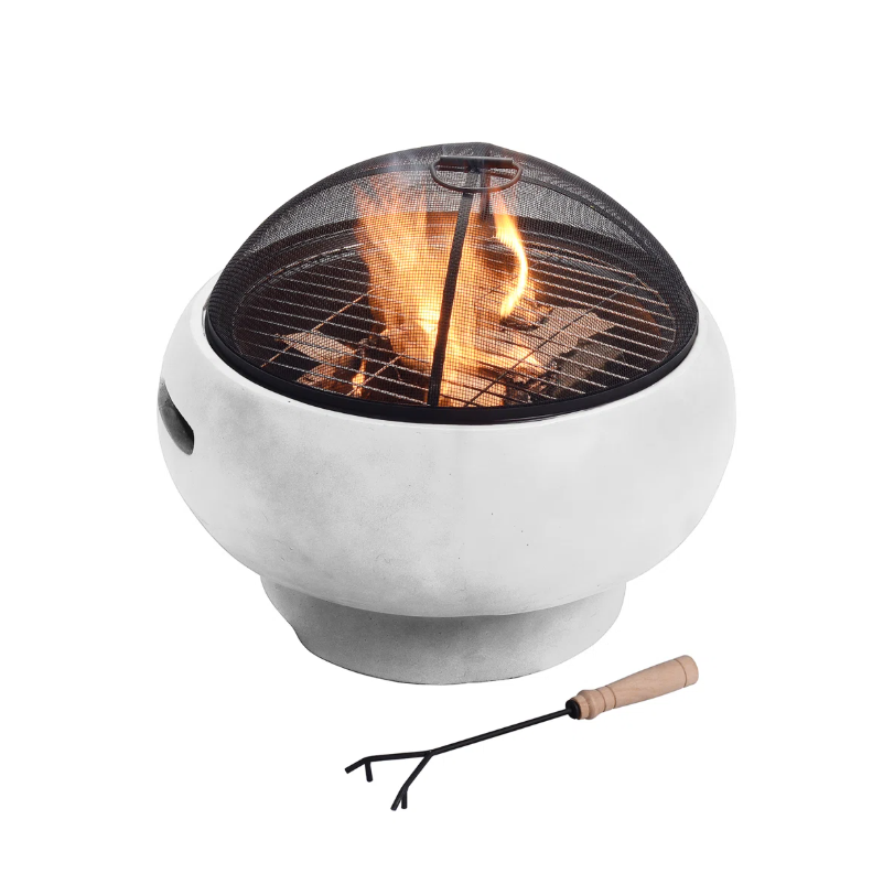 Wharden - Round Out Door Concrete Wood Fire Pit - Grey