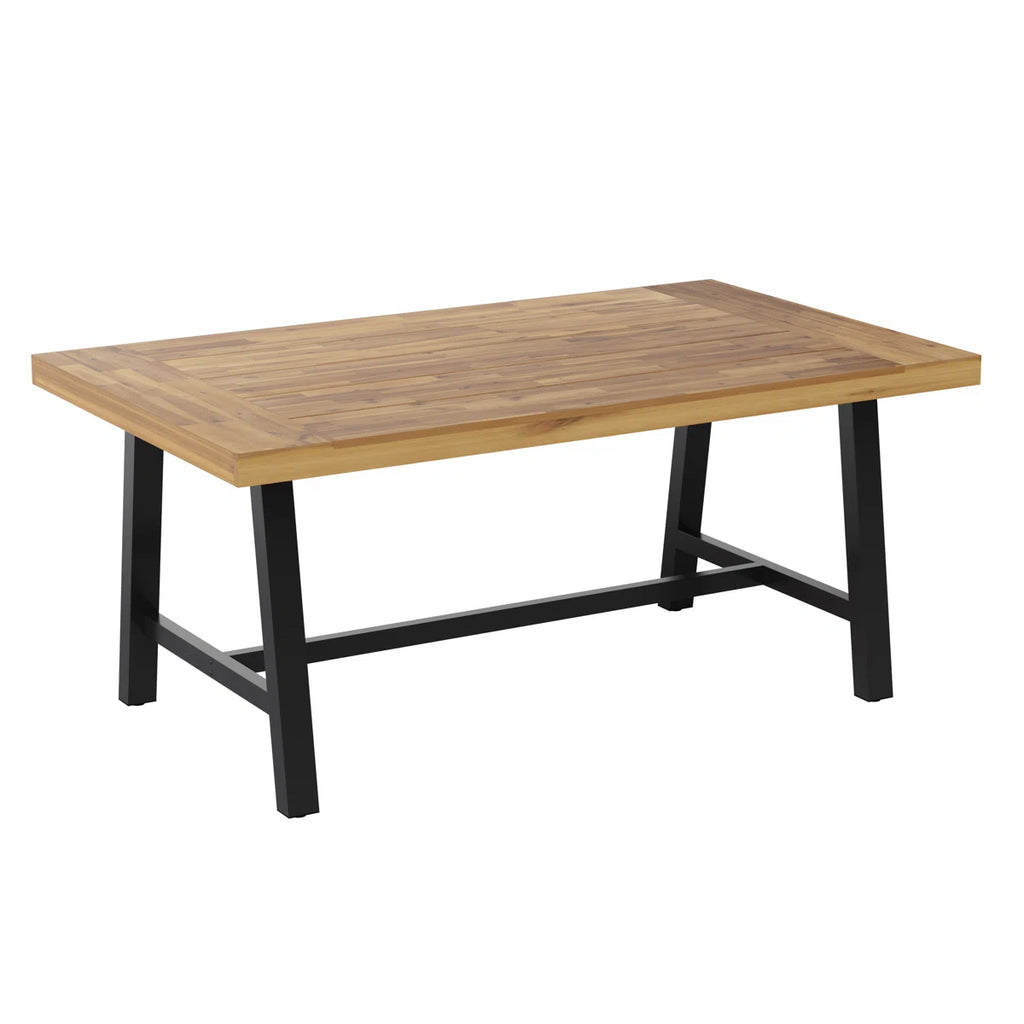 Willyard Commercial Grade Indoor/Outdoor Rectangular Acacia Wood Patio Dining Table