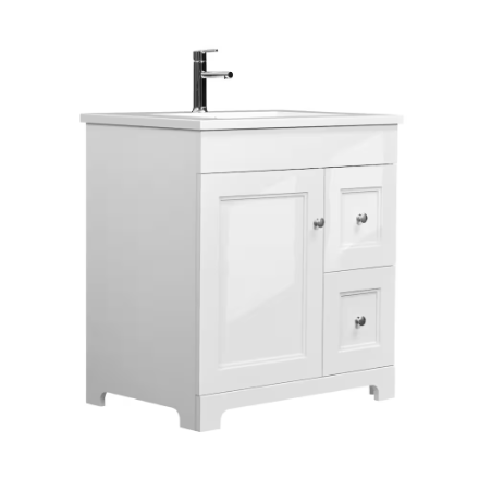 LUXO MARBRE CLASSIC Freestanding 31 in. Vanity with 1 Door and 2 Drawers Shaker-Style, with Sink MOD 3122-1-107S