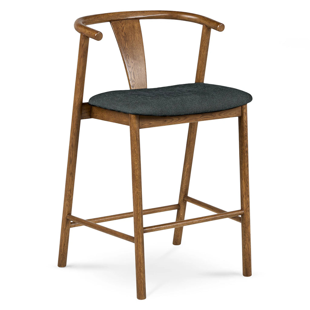 Tabouret de comptoir en chêne fumé gris