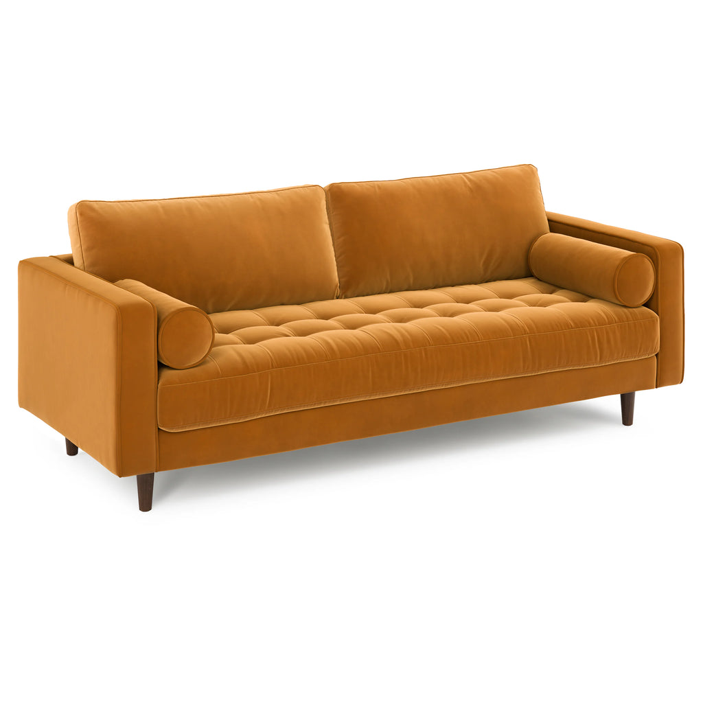 ZENITH - Sofa en velours tufté couleur Ginger 88"