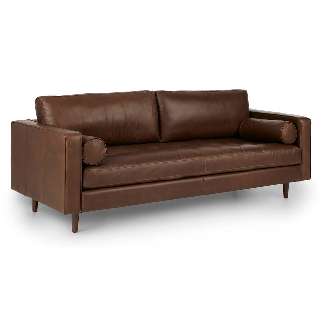 Seven - 88" Leather Sofa - Charme Chocolat