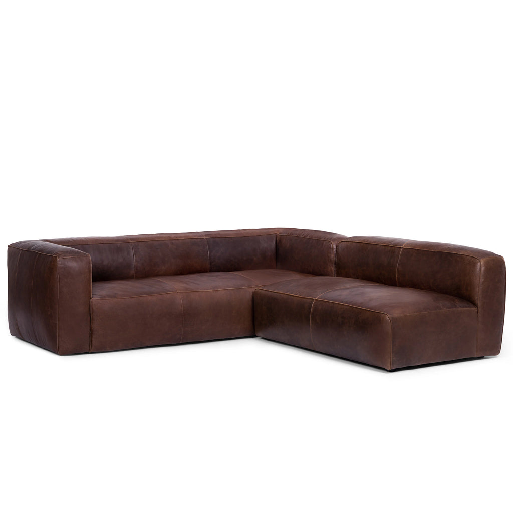 Segar - 94.5" Leather Reversible Sectional - Indiana Brown