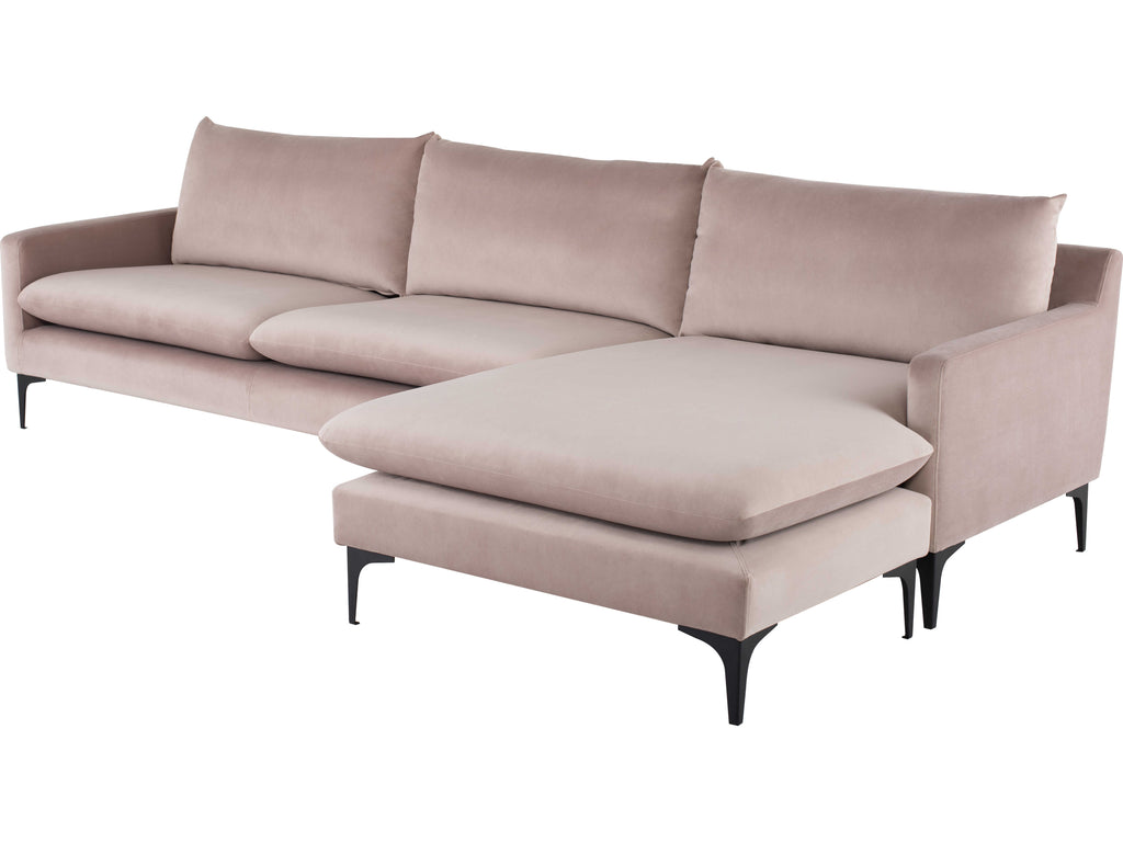 Anders Sectional Sofa (Blush with Silver Legs)