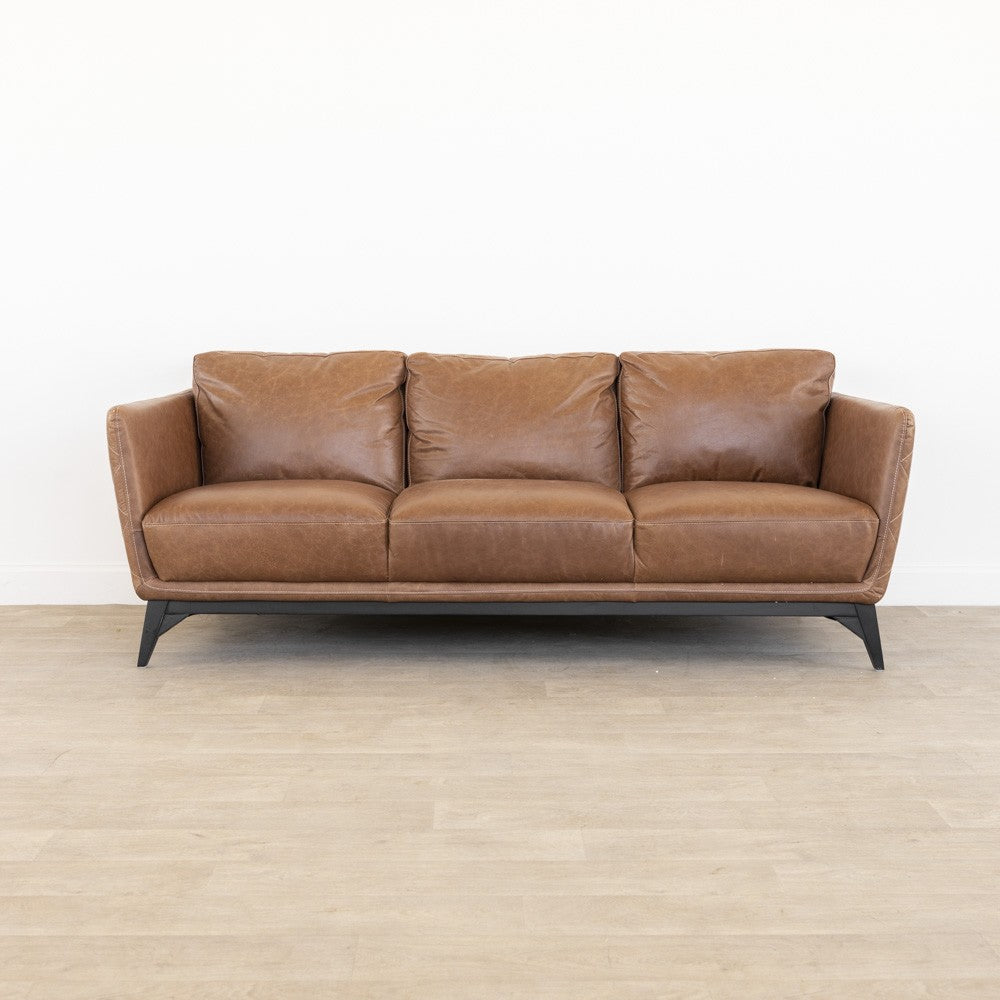 Genuie Leather Cognac Sofa