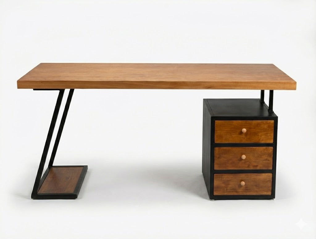 Elio - Modern Solid Sood and Metal Desk