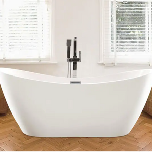 71" in. Acrylic Flatbottom Freestanding Bathtub in White