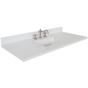 49'' Quartz Single Bathroom Vanity Top in White with Sink