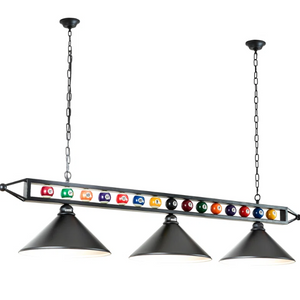 3 - Light Pool Table Lights Cone Pendant with Wrought Iron Accents