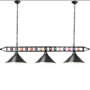 3 - Light Pool Table Lights Cone Pendant with Wrought Iron Accents