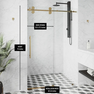 31.5'' - 64'' W x 74'' H Single Sliding Frameless Shower Door with Clear Glass