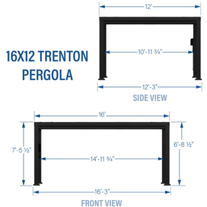 16 x 12 Trenton Steel Pergola with Canopy