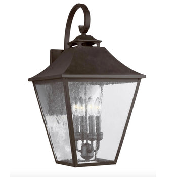 4-Light Sable Outdoor Wall Mount Lantern with Clear Seeded Glass